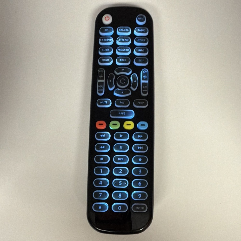 ONN 6-In-1 Universal Wireless Remote Control Black TV DVD Blu-Ray Cable Audio
